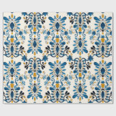 水彩シームレスな模様とイカット。絞り染めワット ラッピングペーパー (フラット)