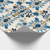 水彩シームレスな模様とイカット。絞り染めワット ラッピングペーパー (角)