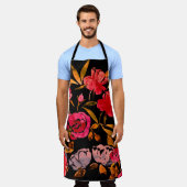 水彩シームレスパタシンプルーン(手描き) エプロン (着用した状態)