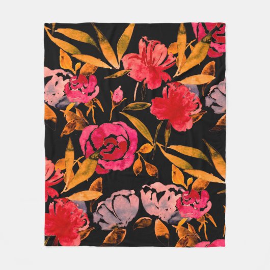 水彩シームレスパタシンプルーン（手描き） フリースブランケット (正面)