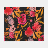 水彩シームレスパタシンプルーン（手描き） フリースブランケット (正面(横))