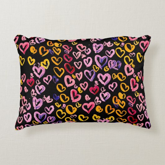 水彩シームレスパターンとハート。 アクセントクッション (正面)