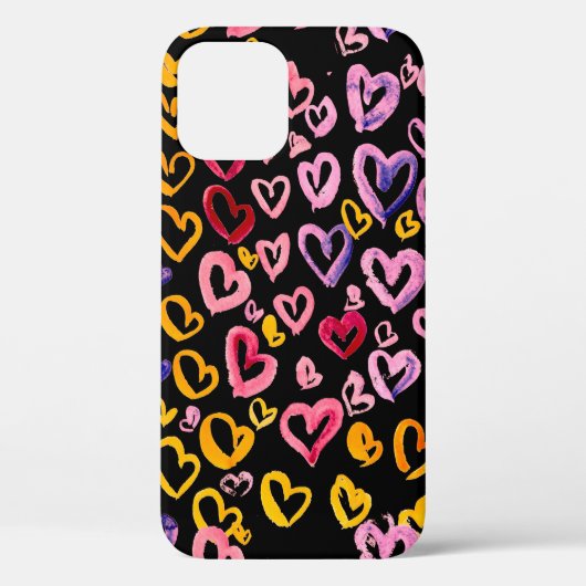 水彩シームレスパターンとハート。 Case-Mate iPhoneケース (裏面)
