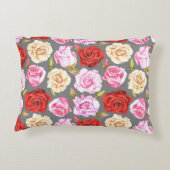水彩シームレスパターンとバラ。シームレスW アクセントクッション (裏面)