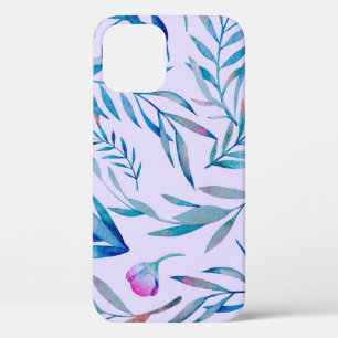 水彩シームレスパターン。植物オーナメント。L iPhone 12ケース