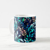 水彩シームレスパターン。複雑な植物学 コーヒーマグカップ (正面左)