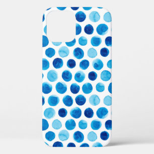 水彩シームレスパターン(青水玉模様) iPhone 12ケース