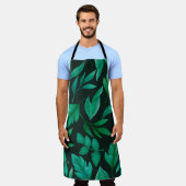 水彩シームレスパタ絵を描ーン(手青) エプロン (着用した状態)