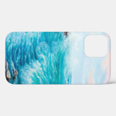 水彩シームレスパタ絵を描ーン(手青) Case-Mate iPhoneケース (裏面 (横))