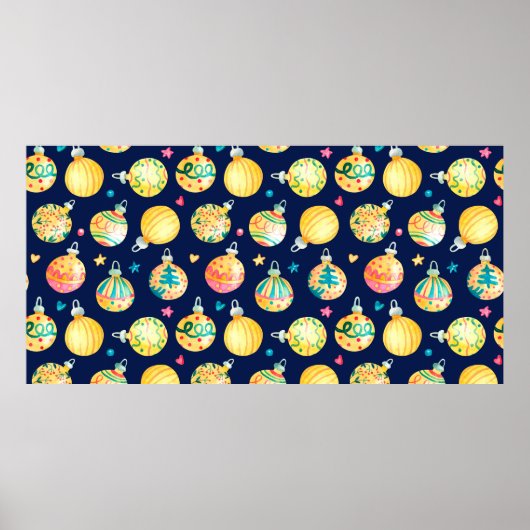 水彩シームレスパタ輝くーン(Chri) ポスター (正面)