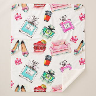 水彩シームレスファッショングラマーパターン シェルパブランケット