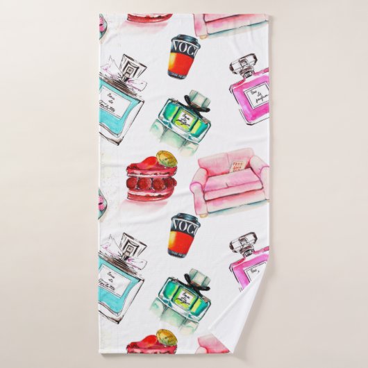 水彩シームレスファッショングラマーパターン バスタオル (バスタオル)