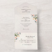 水彩シームレスワイルドフラワー結婚ズ オールインワン招待状 (内側)