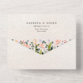 水彩シームレスワイルドフラワー結婚ズ オールインワン招待状 (裏面)