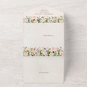 水彩シームレスワイルドフラワー結婚ズ オールインワン招待状 (外側)