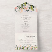 水彩シームレスワイルドフラワー結婚ズ オールインワン招待状 (内側)