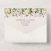 水彩シームレスワイルドフラワー結婚ズ オールインワン招待状 (裏面)