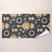 水彩シームレス模様ロボット バスタオル (バスタオル)