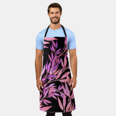 水彩シームレ葉スパターン明るいす エプロン (着用した状態)