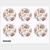 水彩シーライフパターン4 ラウンドシール (シート)