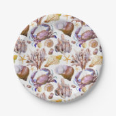 水彩シーライフパターン ペーパープレート (正面)