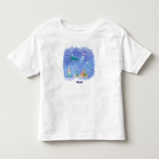 水彩シーライフパーソナライズされた トドラーTシャツ (正面)