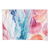 水彩シーライフ:泡とクラゲ 枕カバー (正面)