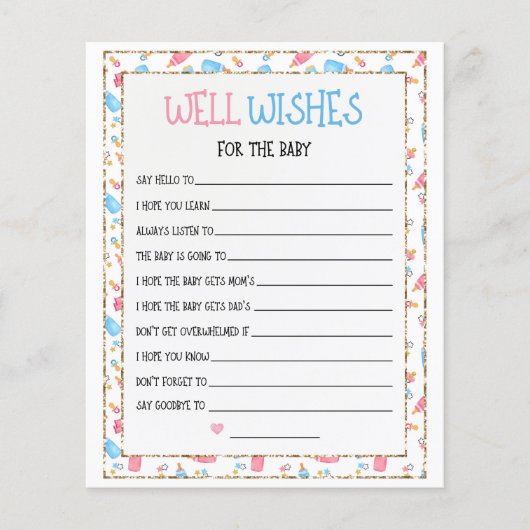 水彩ジェンダーがベビーカードの願いを明らかにする (正面)