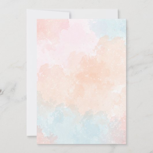 水彩ジェンダーパーティー少年または少女 招待状 (裏面)