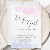 水彩ジェンダーパーティー少年または少女 招待状