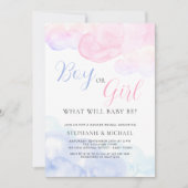 水彩ジェンダーパーティー少年または少女 招待状 (正面)