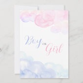 水彩ジェンダーパーティー少年または少女 招待状 (裏面)