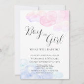 水彩ジェンダーパーティー少年または少女 招待状 (正面)