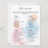 水彩ジェンダーリビールパーティーゲームカード 招待状 (正面)