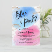 水彩ジェンダーリビール、ピンクまたはブルー、グリッター 招待状