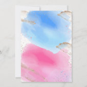 水彩ジェンダーリビール、ピンクまたはブルー、グリッター 招待状
