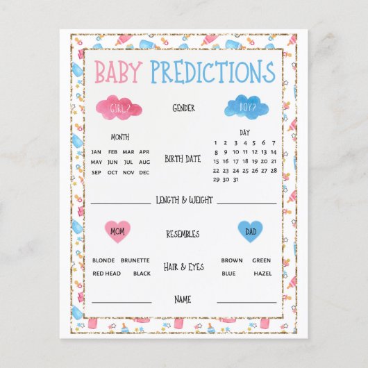 水彩ジェンダー明らかにするベビー予測ゲーム (正面)