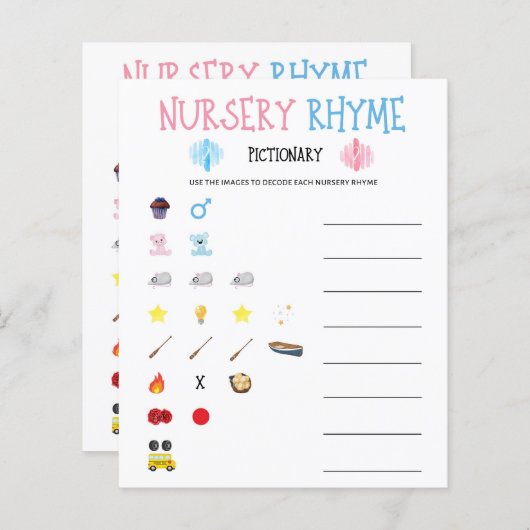 水彩ジェンダー明らかにする子供部屋韻ゲーム (正面/裏面)