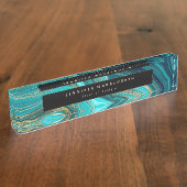 水彩ジオードグリーンアゲートマラカイト デスクネームプレート (側面)