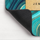 水彩ジオードグリーンアゲートマラカイト マウスパッド (コーナー)