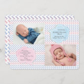 水彩ジグザグ写真誕生のお知らせ 案内状 (正面/裏面)