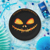水彩ジャックオランタン顔ハロウィーン ペーパープレート (パーティー)