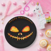 水彩ジャックオランタン顔ハロウィーン ペーパープレート (パーティー)