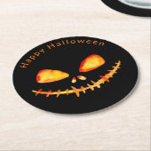 水彩ジャックオランタン顔ハロウィーン ラウンドペーパーコースター (アングル)