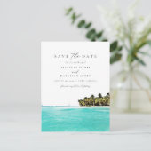 水彩ジャマイカビーチトロピカルアイランド ポストカード (スタンド正面)