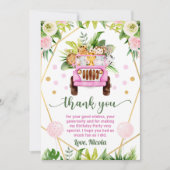 水彩ジャングルサファリ動物の子供の誕生日 サンキューカード (正面)