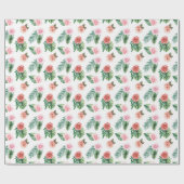 水彩ジャングルフローララッピング紙 – トロピカル ラッピングペーパー (フラット)