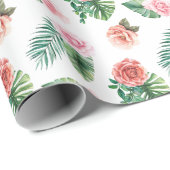 水彩ジャングルフローララッピング紙 – トロピカル ラッピングペーパー (ロールコーナー)