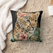 水彩ジャングルベビーアニマルフローラアート クッション (ブランケット)