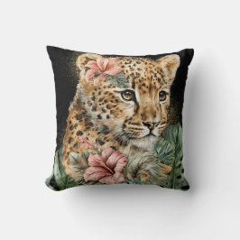 水彩ジャングルベビーアニマルフローラアート クッション